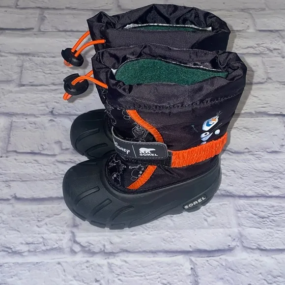 Disney Frozen x Sorel Black and Orange Snow Boots