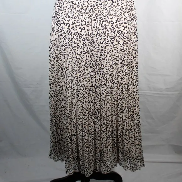 DKNY Leopard Animal Print Pleated Skirt XL