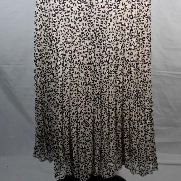 DKNY Leopard Animal Print Pleated Skirt XL