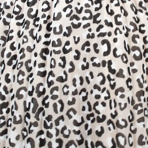 DKNY Leopard Animal Print Pleated Skirt XL