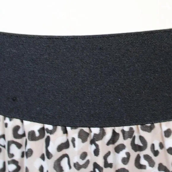 DKNY Leopard Animal Print Pleated Skirt XL