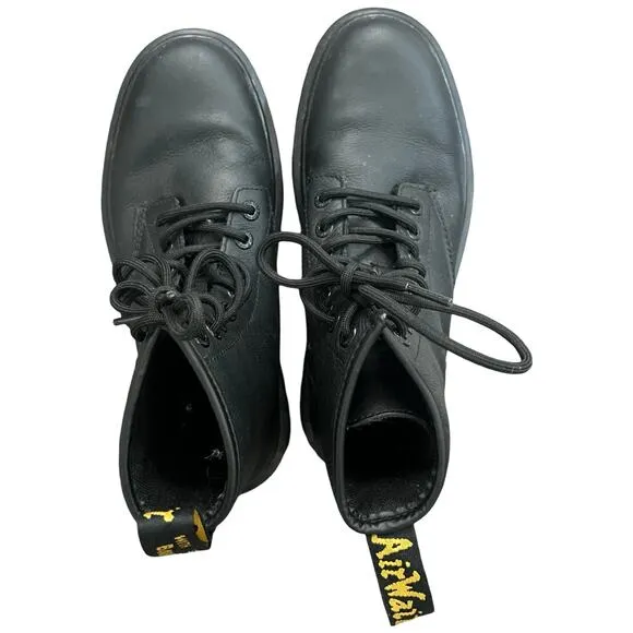 Doc Dr. Martens Awley 6 in 8-Eye Black Leather Combat Boots sz 9 Women's 8 Men's