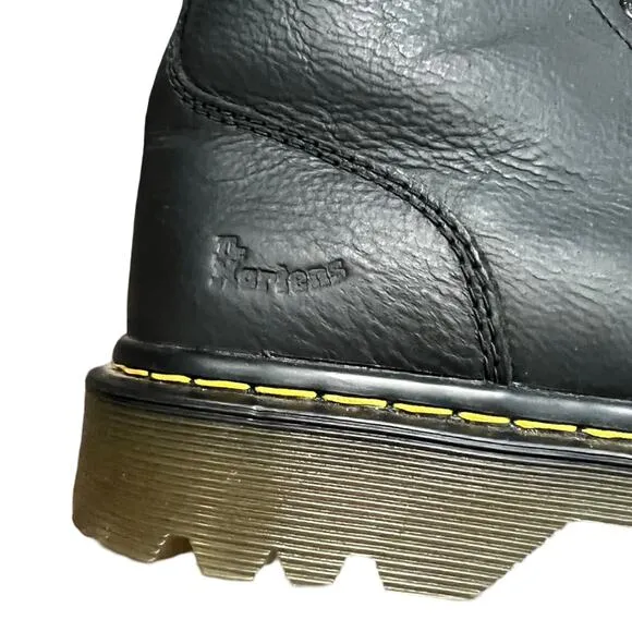 Doc Dr. Martens Awley 6 in 8-Eye Black Leather Combat Boots sz 9 Women's 8 Men's