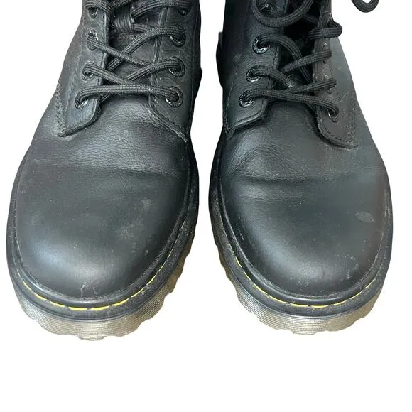 Doc Dr. Martens Awley 6 in 8-Eye Black Leather Combat Boots sz 9 Women's 8 Men's