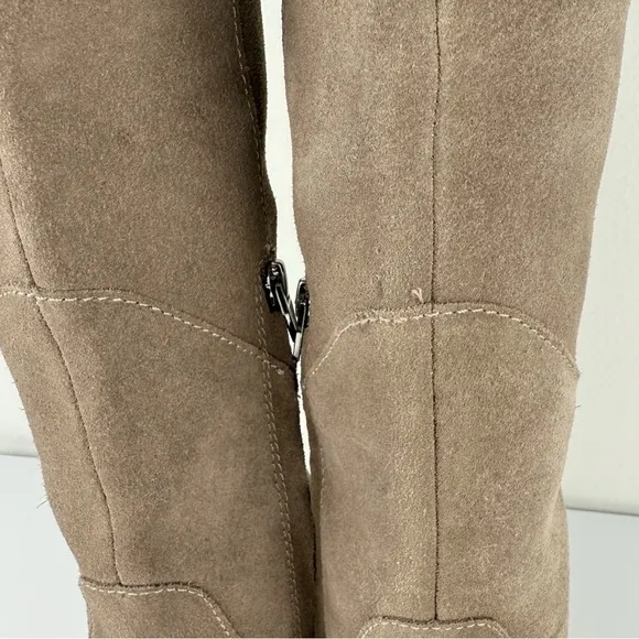 Dolce Vita Women's Flin Square Toe Suede Knee High Boots Taupe Size 5.5