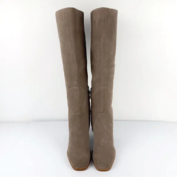 Dolce Vita Women's Flin Square Toe Suede Knee High Boots Taupe Size 5.5