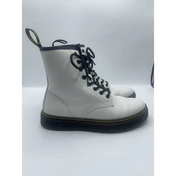 Dr. Doc Martens Zavala White Black Combat Boots Womens 6 ‎ Mens 5 Lace Up