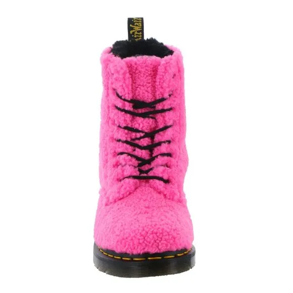 DR MARTENS 1460 Pascal Hot Pink Lux Borg Shearling Boots Size 8
