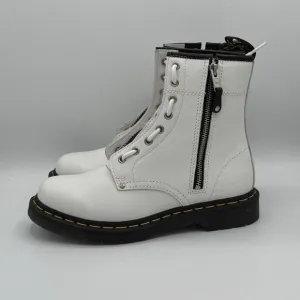 DR. MARTENS 1460 Twin Zip Combat Boots Womens White Size 8 New