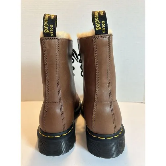 Dr Martens Air Wair Serena 1460 leather faux‎ fur lined Combat boots size W9