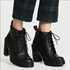 Dr. Martens Averil Leather Heeled Hiking Style Ankle Boot Black