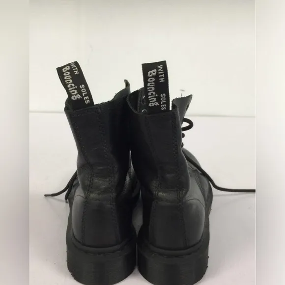 Dr Martens Black Leather Airwair Combat Boots W/Bouncing Soles Sz 5 New