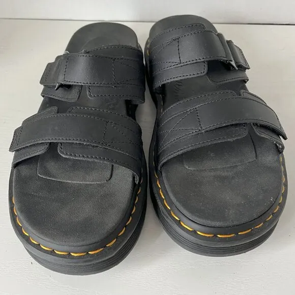 Dr. Martens Chilton Black Hydro Leather Sandals – Size 10 US