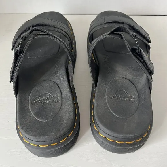 Dr. Martens Chilton Black Hydro Leather Sandals – Size 10 US