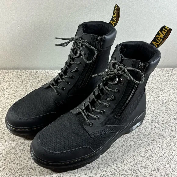 Dr. Martens Combs Zip Casual Combat Boots Men's 13 Black Nylon Canvas - Like New