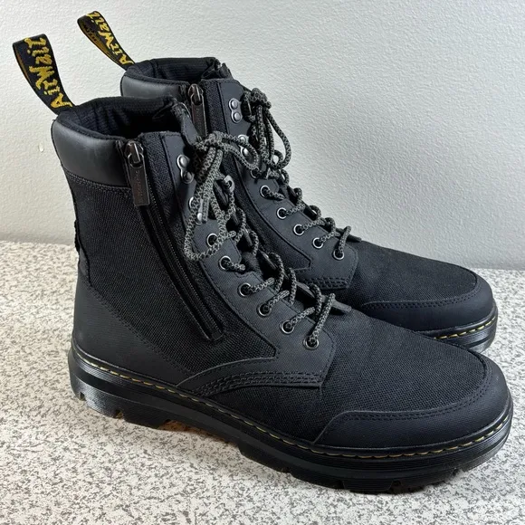 Dr. Martens Combs Zip Casual Combat Boots Men's 13 Black Nylon Canvas - Like New