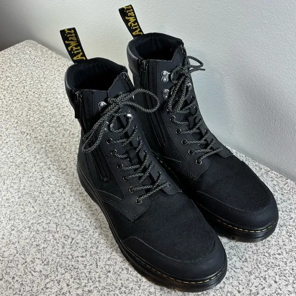 Dr. Martens Combs Zip Casual Combat Boots Men's 13 Black Nylon Canvas - Like New