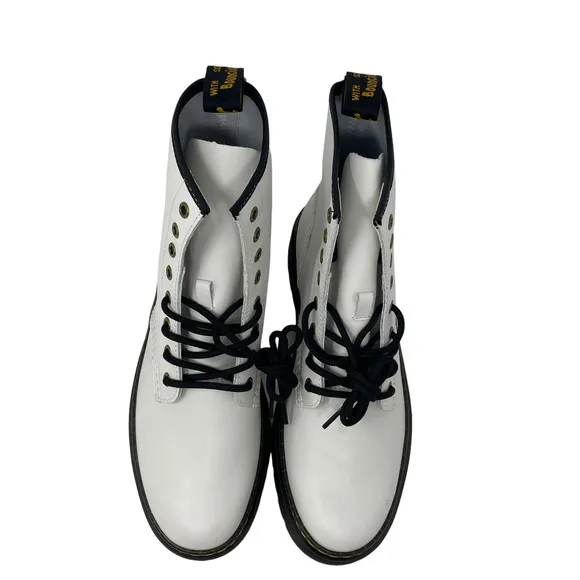 Dr. Martens Docs Womans Size 10 White Zavala Lace Up Grunge Punk Combat Boots