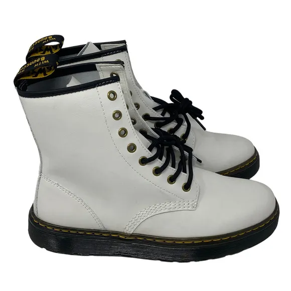 Dr. Martens Docs Womans Size 10 White Zavala Lace Up Grunge Punk Combat Boots