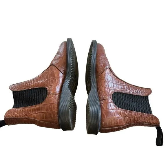 DR. Martens Flora Chelsea Croc Embossed Brown Black Boots Women’s 5 Casual Work