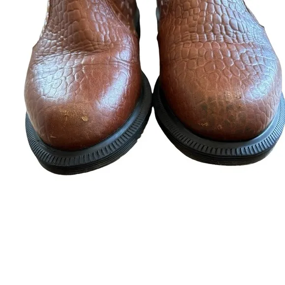 DR. Martens Flora Chelsea Croc Embossed Brown Black Boots Women’s 5 Casual Work