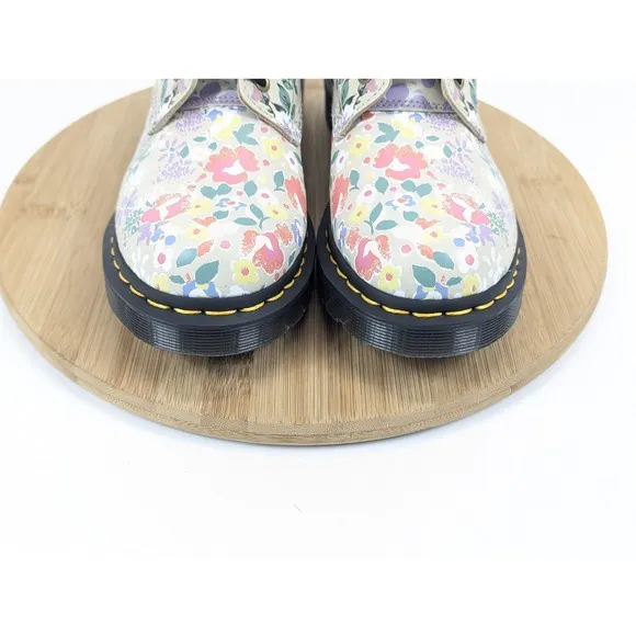 Dr Martens Floral Mash Up Womans 8 Combat Boots Docs Leather Garden Multicolor