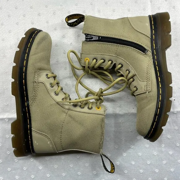 Dr Martens Junior Combs Extra Tough Poly Casual Boots Sz 13 Green Lace Up Combat