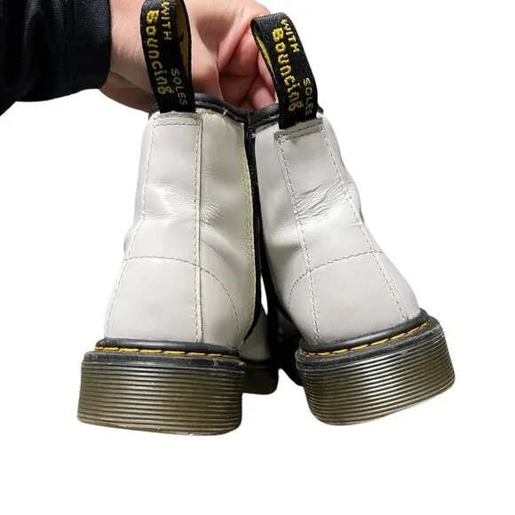 Dr Martens Kids White Leather 1460 J Casual Boots Size US 12