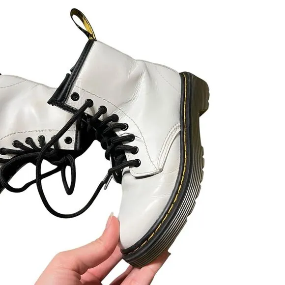 Dr Martens Kids White Leather 1460 J Casual Boots Size US 12