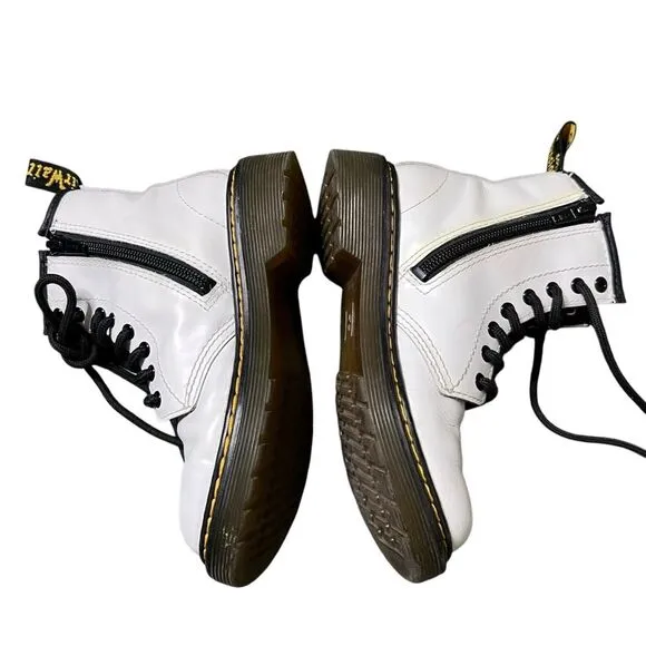 Dr Martens Kids White Leather 1460 J Casual Boots Size US 12