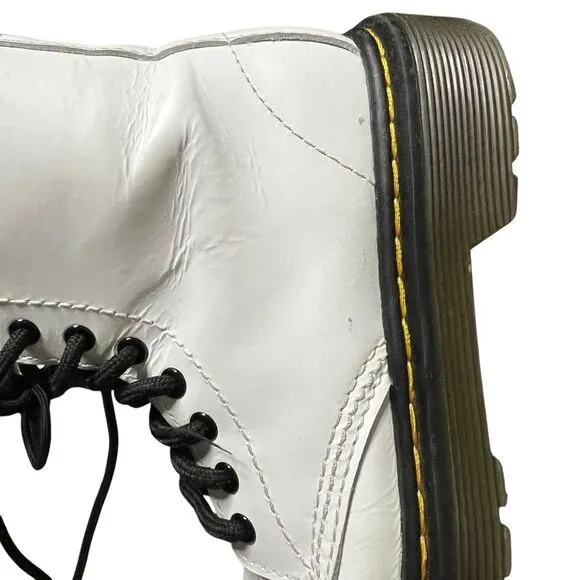 Dr Martens Kids White Leather 1460 J Casual Boots Size US 12