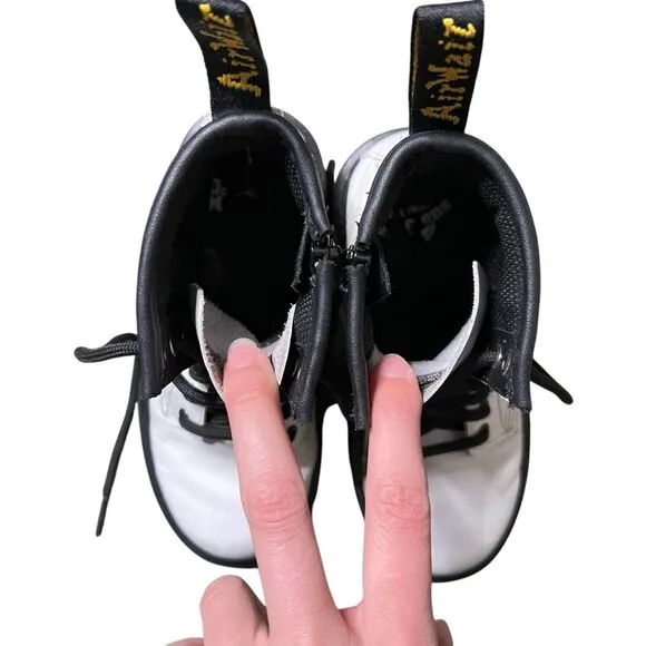 Dr Martens Kids White Leather 1460 J Casual Boots Size US 12