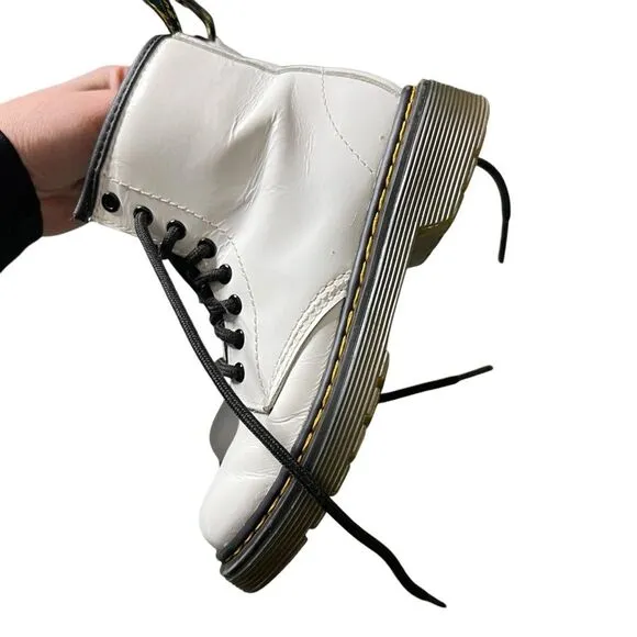 Dr Martens Kids White Leather 1460 J Casual Boots Size US 12