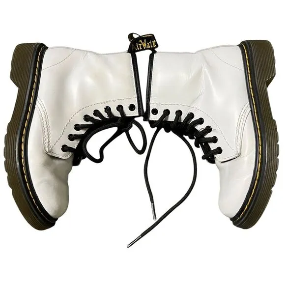 Dr Martens Kids White Leather 1460 J Casual Boots Size US 12