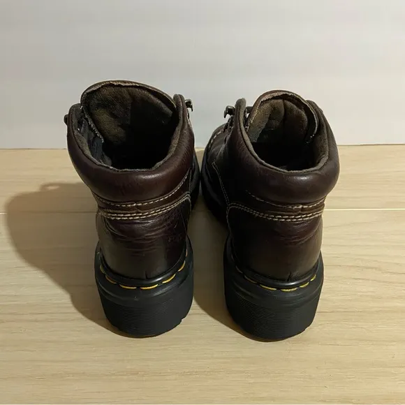 Dr. Martens Leather Boots Sz 6 Air Cushion Chunky Sole Double Stitch England Y2K