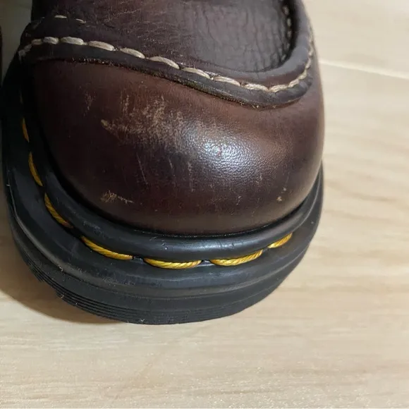 Dr. Martens Leather Boots Sz 6 Air Cushion Chunky Sole Double Stitch England Y2K