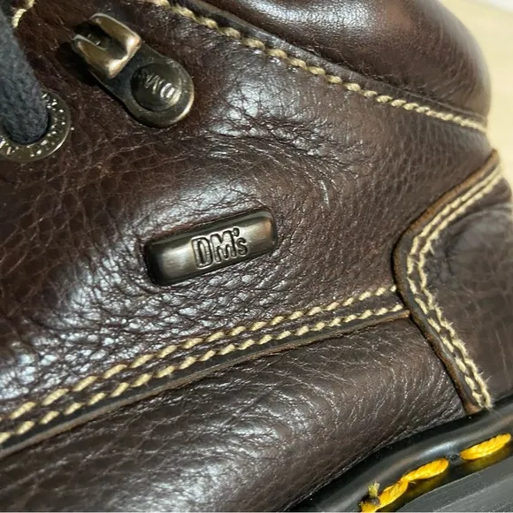 Dr. Martens Leather Boots Sz 6 Air Cushion Chunky Sole Double Stitch England Y2K