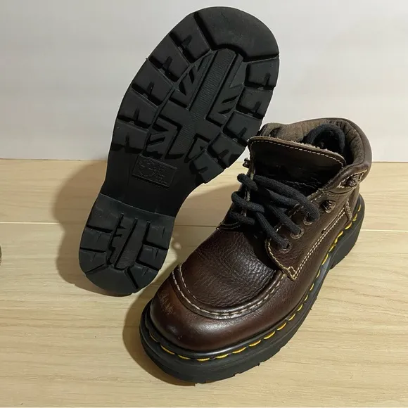 Dr. Martens Leather Boots Sz 6 Air Cushion Chunky Sole Double Stitch England Y2K