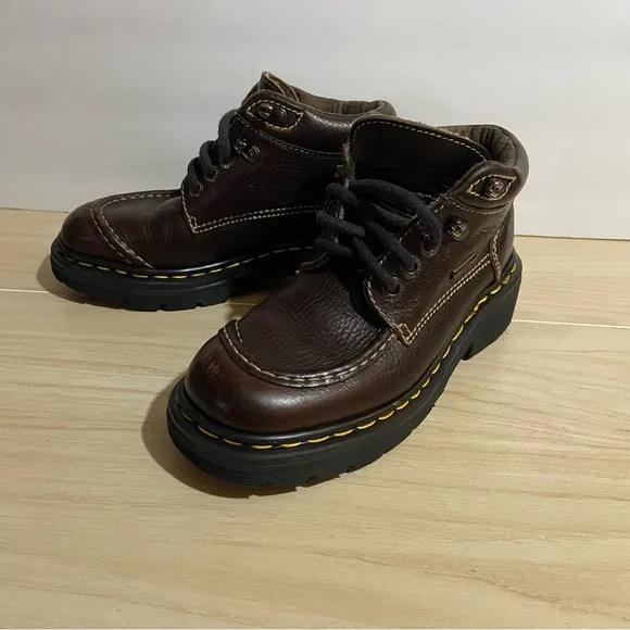 Dr. Martens Leather Boots Sz 6 Air Cushion Chunky Sole Double Stitch England Y2K