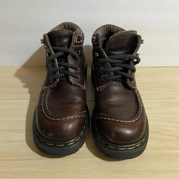 Dr. Martens Leather Boots Sz 6 Air Cushion Chunky Sole Double Stitch England Y2K