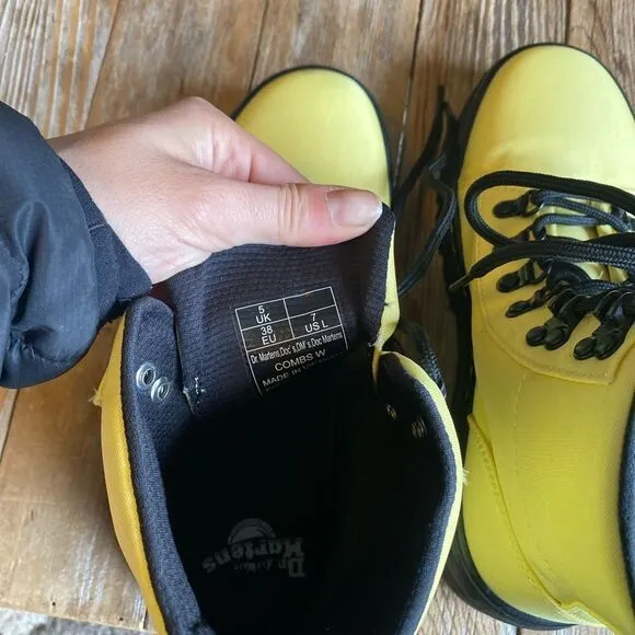Dr. Martens Lemon Yellow Cyclone Nylon Combs Utility Boots