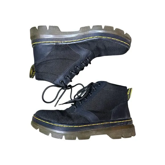 Dr. Marten’s Men’s Black Woven ‘Bonny’ Poly Casual Lace Up Combat Boots Size 5