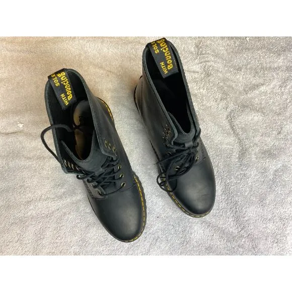 Dr Martens Shriver HI Boots Women 7 Black Burnished Wyoming Gothcore