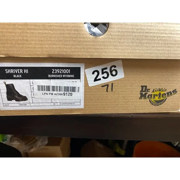 Dr Martens Shriver HI Boots Women 7 Black Burnished Wyoming Gothcore