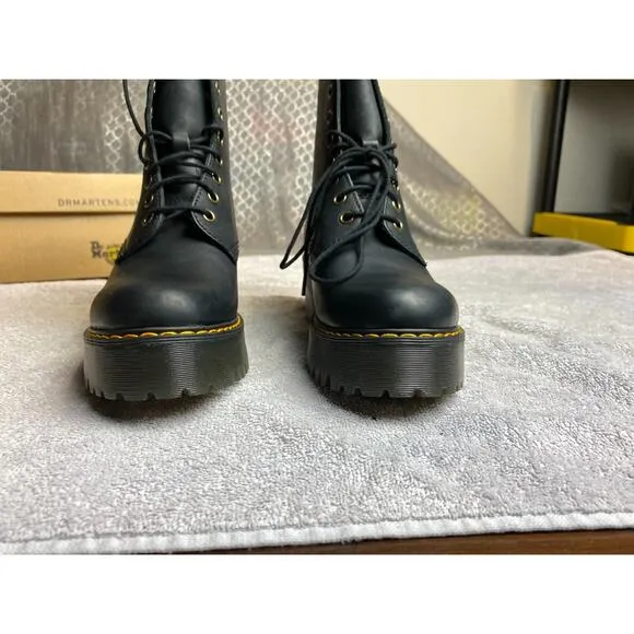 Dr Martens Shriver HI Boots Women 7 Black Burnished Wyoming Gothcore