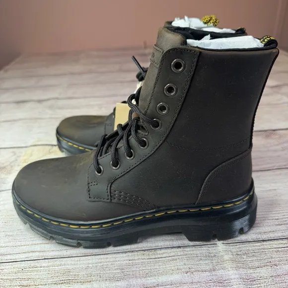 Dr. Martens Unisex Combs Leather Casual Boots, Brown Men 5 Women 6
