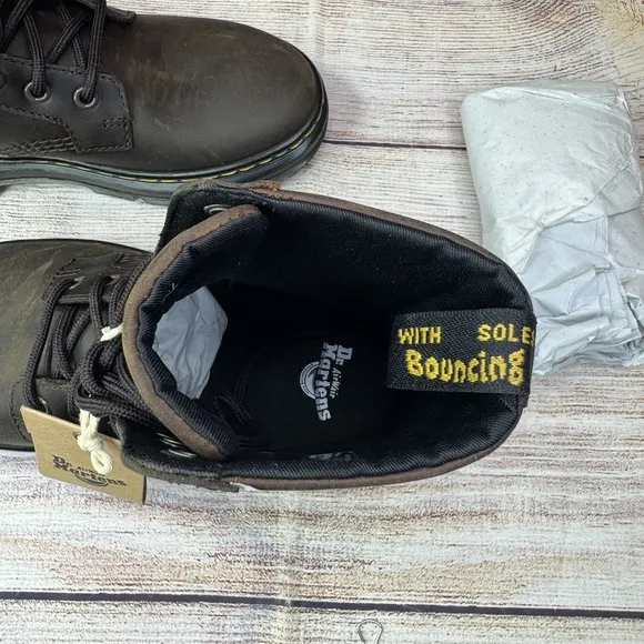 Dr. Martens Unisex Combs Leather Casual Boots, Brown Men 5 Women 6