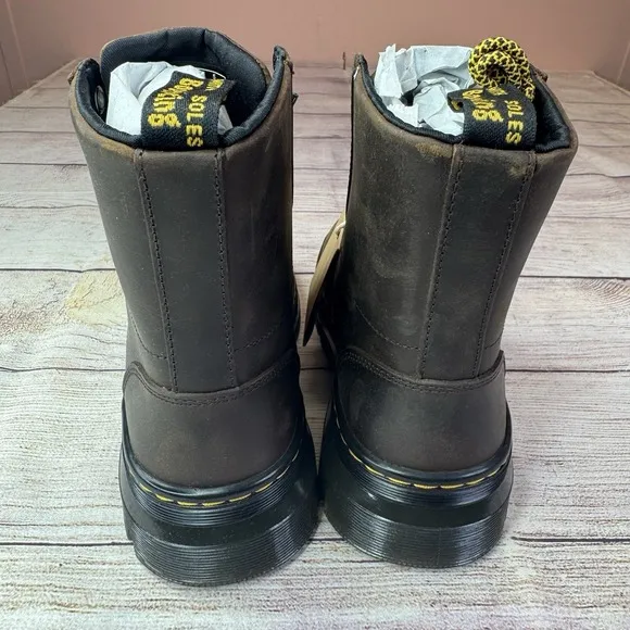 Dr. Martens Unisex Combs Leather Casual Boots, Brown Men 5 Women 6