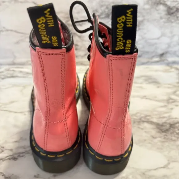 DR. MARTENS Womens 1460 Bubblegum Pink Lace Up Patent Leather Barbiecore…