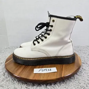 Dr. Martens Zavala White Leather Lace Up Casual Trench Combat Boots Womens 7